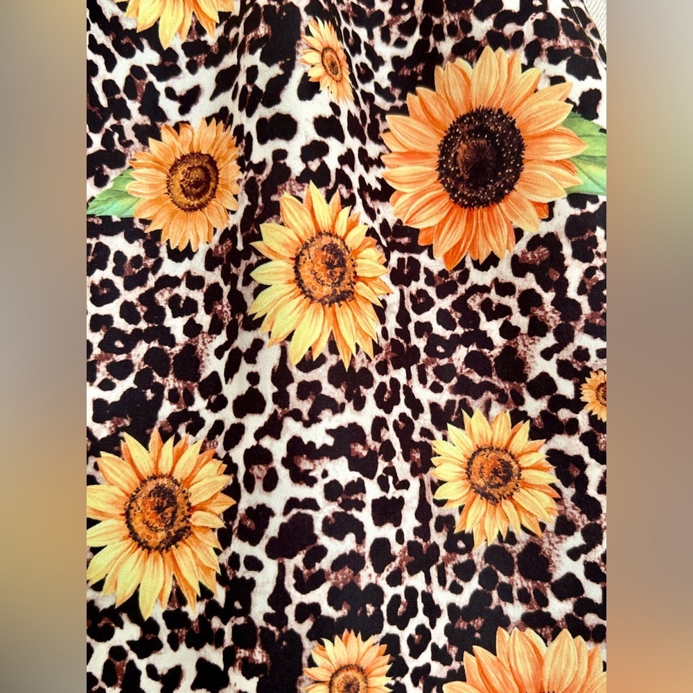SHEIN Girls Sunflower Leopard Print Flutter Sleeve Top Size 7Y - Picture 4 of 5